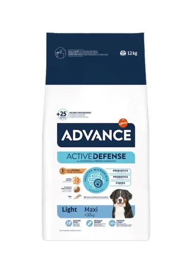 Advance Maxi Light Tavuk ve Pirinçli Kilolu Büyük Irk Yetişkin Köpek Maması 12 KG