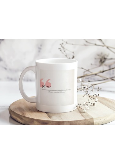 Nazar Kupa Bardak Mizahi Nazar Tanım Tasarımı Arkadaşlara Komik Yazılı Hediye Seçeneği Beyaz