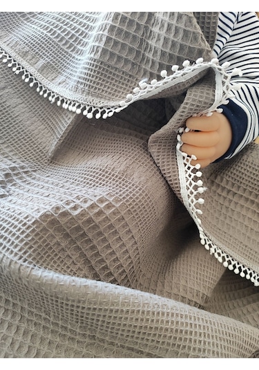 Kahve Pike Bebek Battaniyesi Doğal Organik Yaşam Örtüsü Çok Amaçlı Mevsimlik Yenidoğan 80x90 Cm Kahverengi