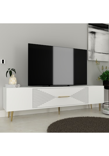 Motif Tv Sehpası Tv Ünitesi 150 Cm Beyaz Altın