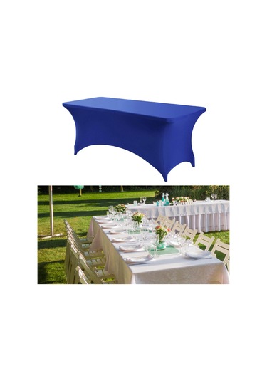 Homyl Katlanır Masa Için Örtüsü Spandex Satıcı Düğün Doğum Günü Mavi