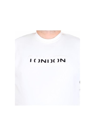 Starbattal Erkek Büyük Beden Sıfır Yaka 3ip Sweat London 24208 Ekru Ekru