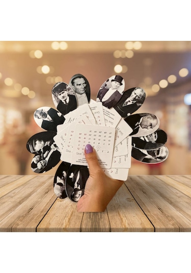 2026 Atatürk Takvimi Ahşap Ayaklı Atatürk Temalı Mini Özel Tasarım Takvim, Atatürk 2026 Takvim