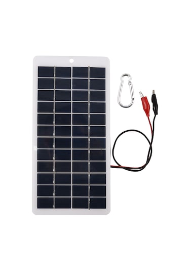 Mufunye 12v 5w Çok Kristal Güneş Paneli - Güneş Şarj Cihazı Klipsli Taşınabilir Şarj Paneli