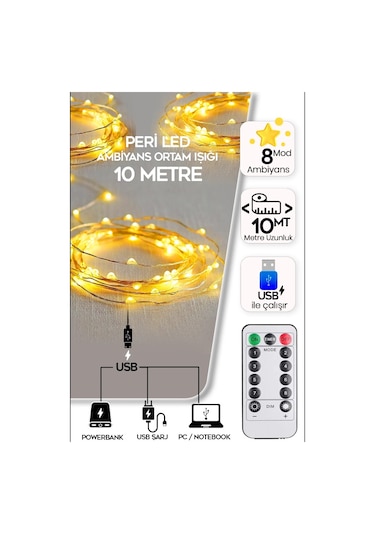 Simaavize 10m Kumandalı Gün Işığı Peri Led