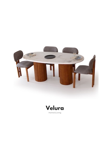 Artem Yemek Odası Takımı Yemek Masası + 4 Adet Sandalye Beyaz