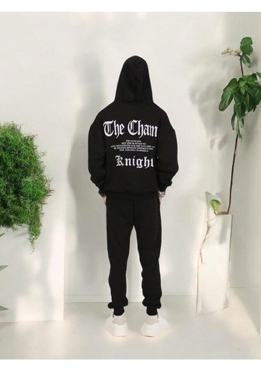 Erkek Çocuk Yazılı Kapüşonlu Sweatshirt-15238 Siyah