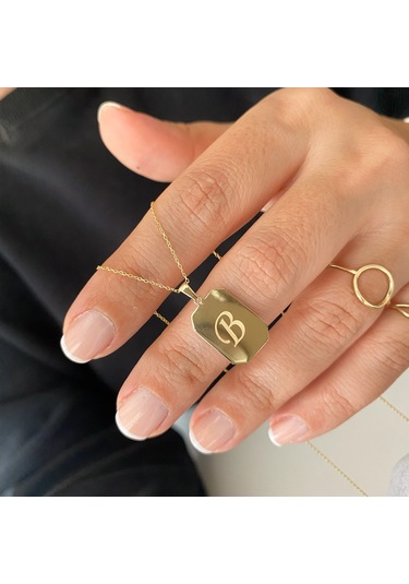 Simurg Jewellery 14 Ayar Altın Harfli Plaka Kolye