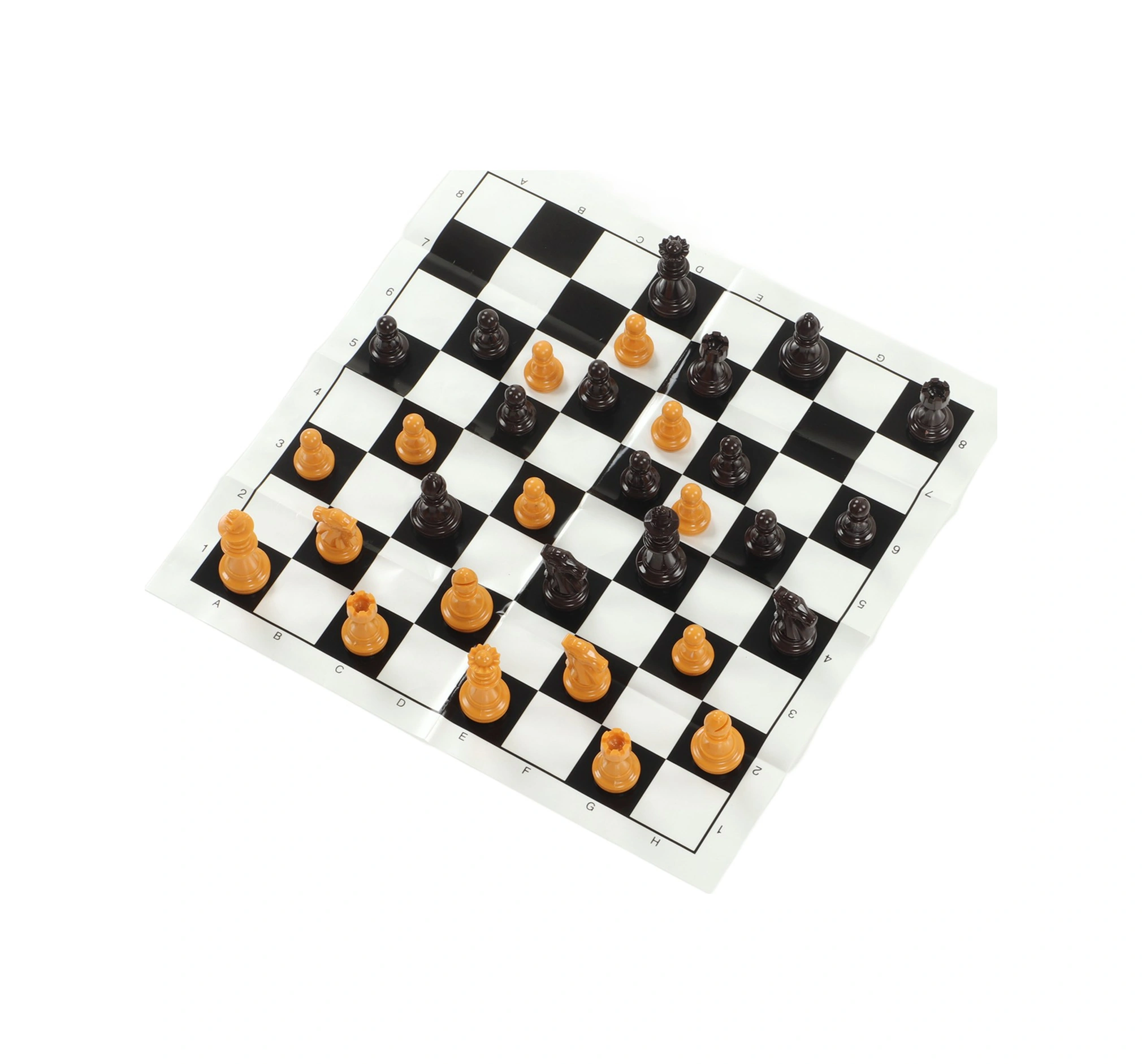 Vkemall Taşınabilir Plastik Satranç Seti - 25cm Folyo Tahta Ve Kumaş Çanta İle, Aile, Seyahat, Kamp İçin Zeka Egzersizi Oyunları