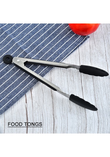 Suofeng Mavi 7 İnç Silikon Uçlu Mutfak Kelepçi - 230 C Isı Dayanıklı, Paslanmaz Çelik, Anti Kayma, Temizliği Kolay, Pişirme Ve Servis İçin Mavi