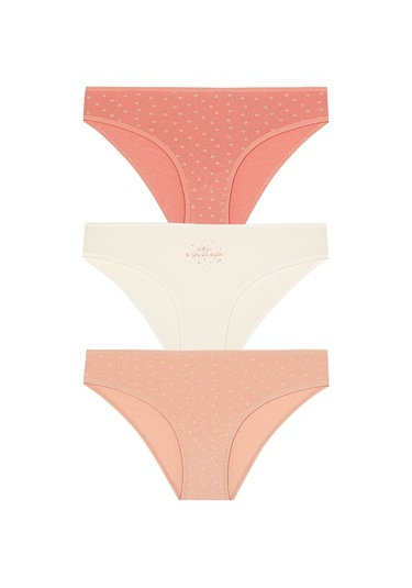 Kit İç Giyim Berrak 11853 3'lü Desenli Kadın Külot Çok Renkli