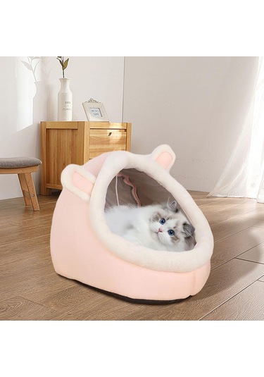 Suntek Kedi Yatak Mağara Evi Çadırlar Yumuşak Yuva Pembe-30cmx30cmx28cm