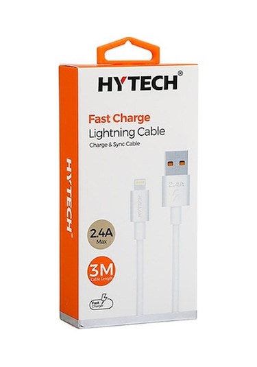 Hytech HY-X99 3m 2.4A Usb to Lightning Beyaz Data + Sarj Kablosu