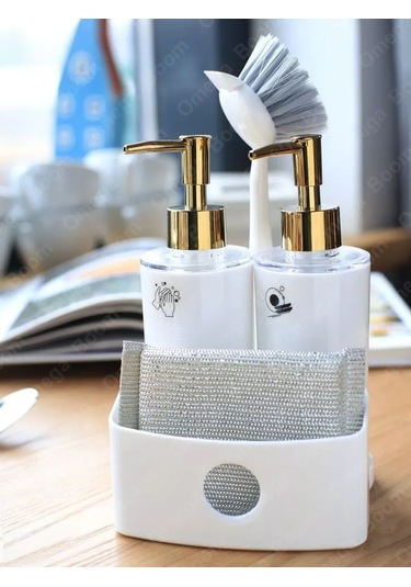 Pıta Mutfak İçin Sabun Ve Deterjan Dispanseri Seti, Süngerli 389458336 Beyaz