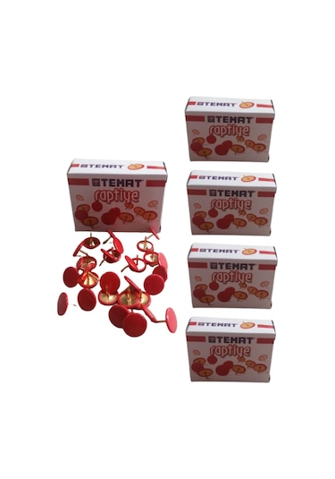 Renkli Raptiye Kırmızı Pvc Kaplı 5 Paket 150 Adet