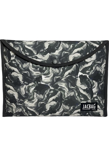 Jacbag Gri Kamuflaj Erkek A4 Çıtçıtlı Dosya Defter Tablet Ve Evrak Çantası