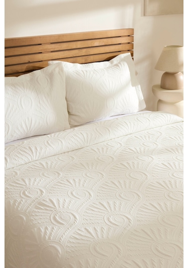 Kaşmir Home Balance Çift Kişilik Yatak Örtüsü Takımı Offwhite Beyaz