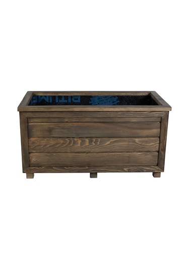 Kaf Ahşap Dekoratif Ahşap Saksı - Uzun / Kahverengi