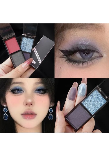 Dumanlı Glitter Mavi Göz Farı Paleti 2 Renkli Kırmızı Siyah Yeşil Mat Göz Farı 01 01 Garden Rose