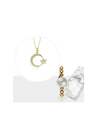 Glorria Altın Ay Yıldız Kolye - Hediye Seti N11.28144