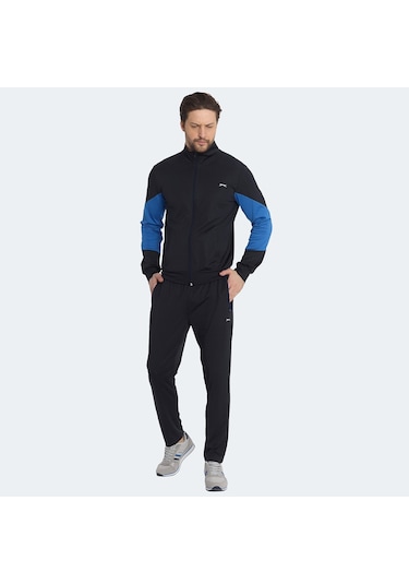 Slazenger RAPID Erkek Fermuarlı Dik Yaka Cepli Lacivert Eşofman Takımı