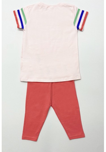 Kız Çocuk Kapri Taytlı Takım Harf Baskılı A61 Yavruağzı