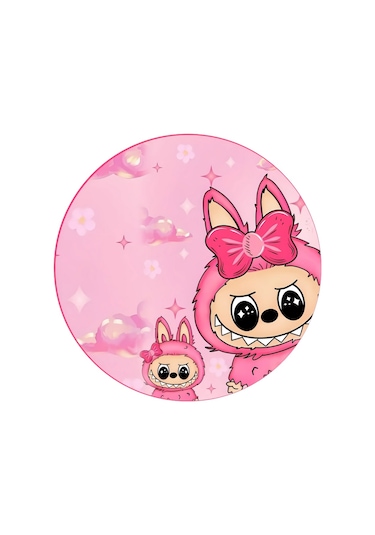 Yenilebilir Yuvarlak Pasta Resim Baskısı 20 Cm Şekerli Kağıt Labubu Temalı 47