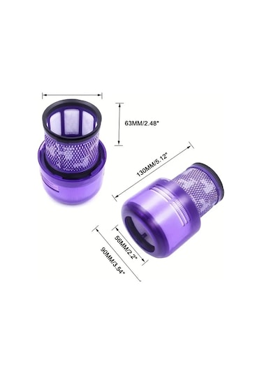 Elmpaly V11 V15 Sv14 Siklon Kablosuz Vakum 2 Adet Hepa Filtre Ağ Tasarımlı Mor Yedek Filtre Sarı Fırça