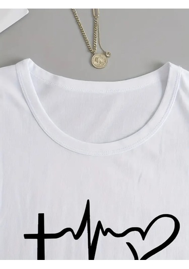 Kadın Uzun Kollu Bisiklet Yaka Yazı Baskılı Viskon Bluz Beyaz