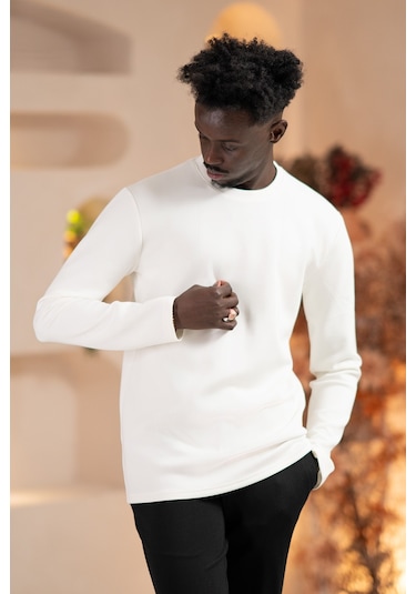 Paul Martin Modal Esnek Kumaş Regular Fit Mevsimlik Sweatshirt Beyaz