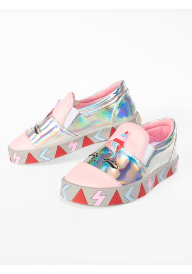 Unique Kısa Hologram Ortopedik Kız Çocuk Sneakers Gri