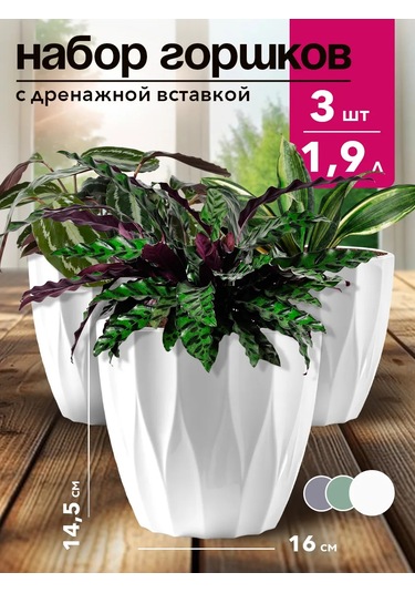 Tiko Home Tiko Bitki Saksı Seti Drenajlı İç Hazne İle 1,9 L 3 Adet. 146262815