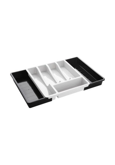 Bayev Çift Tarafa Açılabilen 5+2 Bölmeli Raylı Çatal-bıçak Organizeri - Beyaz