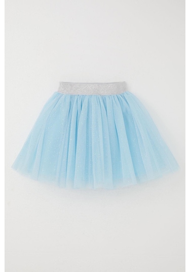 Breeze Kız Çocuk Tütü Etek Simli Beli Latikli 5-10 Yaş, Açık Mavi Açık Mavi