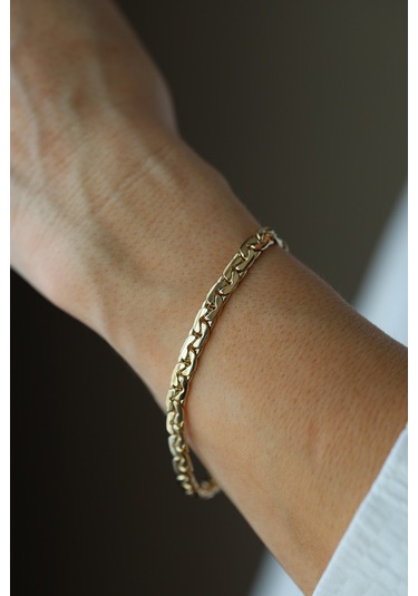 Yenigün Kuyumculuk 14 Ayar Altın Alman Kral Zincir Bileklik Blk58146 Sarı Altın