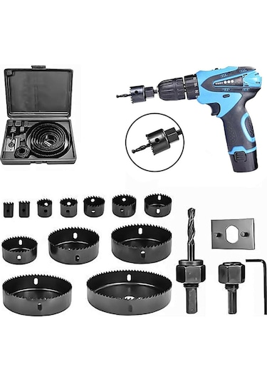 16 Parça Panç Seti Ahşap Buat Kartonpiyer Alçıpan Delik Açma