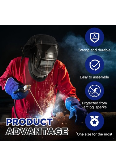 2-piece Kaynak Kask Kapak Ve Kask Önlük Seti, Kaynak Aksesuarları Ile Black