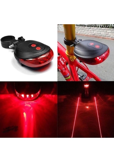 Bisiklet Led Stop Lambası Lazer Şeritli Siyah-Kırmızı Siyah - Kırmızı