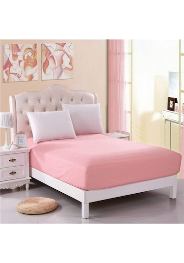 Şanlı Çift Kişilik Penye Lastikli Çarşaf Pudra 160x200