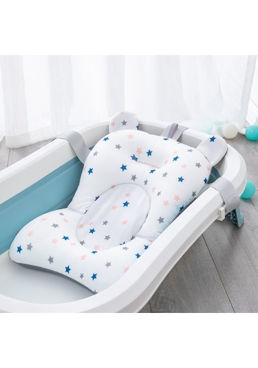 Gajeena Yeni Doğanlar İçin Yıkanma Ağı - Hafif Askıklı Banyo Matı - Küçük Boy Beyaz Yıldız Desenli