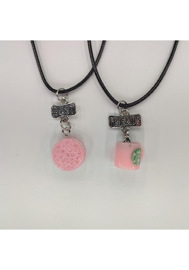 Tedz Collection Pink Coffee Arkadaşlık Kolyesi Siyah