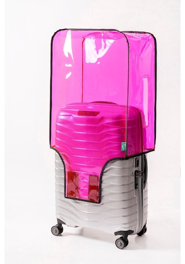 Trink Çanta Şeffaf Valiz Ve Bavul Kılıfı Neon Renk Pvc Neon Pembe