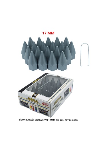 Bijon Kapağı Sivri 17 Mm Gri 20 Li Set
