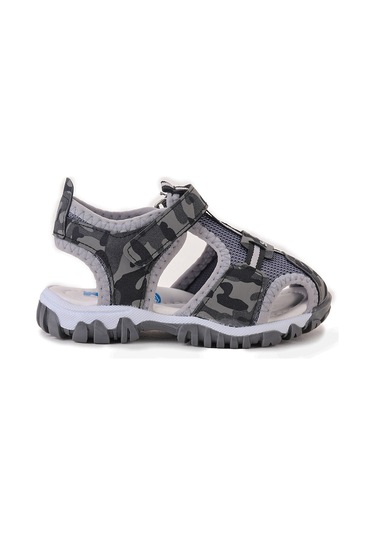Kiko Kids Erkek Bebek Sandalet Arz 2399 Gri Kamuflaj Gri