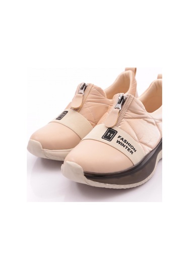 Dgn P4 Kadın Yazi Detayli Spor Ayakkabi Bej