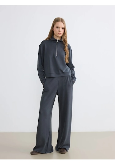 Lc Waikiki Antrasit Soft Touch Oversize Kadın Sweatshirt