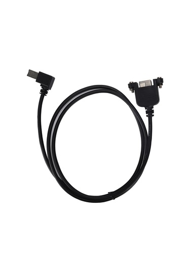 Mufunye Usb-b Ertirici Kablosu 90 Derece Dik Açı, Vidalı Kilitle, Usb-b Erkek'den Dişi'ye, 1m Siyah, Endüstriyel Güvenilir Bağlantı