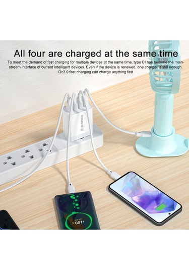 Wk Wp-u125 Youpin Serisi 18w Qc3.0 4 Usb Portları Hızlı Seyahat Şarj Cihazı, Cn Fiş / Abd Fiş Diğer