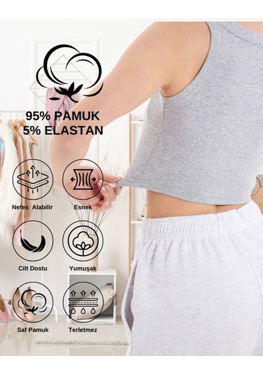 Alya Underwear Kaşkorse Kalın Biye Crop Gri Melanj