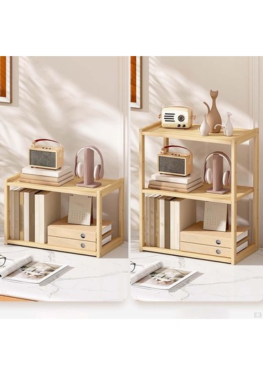 Ahşap Depolama Raf Masası Kitaplık Baharat Masaüstü Organizatör Masa Üstü Sergileme Raf Erkekler İçin 2